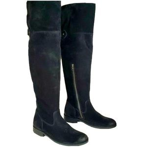 Frye Shirley OTK Black Suede Boots